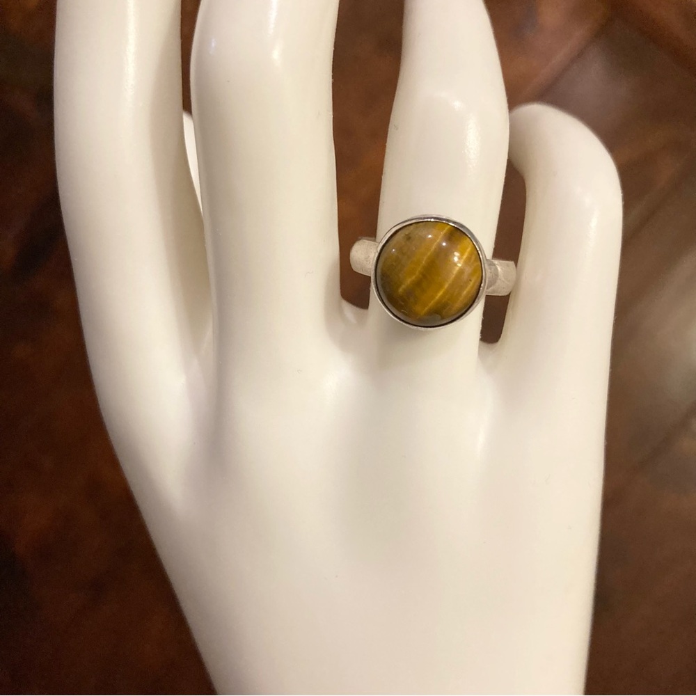 Tiger's Eye Sterling Silver Gemstone Ring Size 8